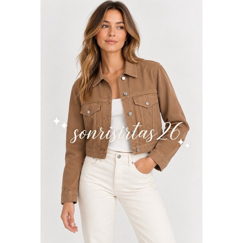 Reformation Ford Jacket Nutmeg S Cropped Denim Trucker Brown Clean Girl Casual